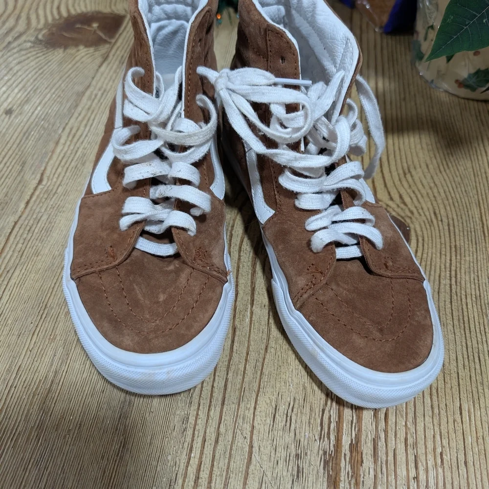 Vans Brown and White High-Top Sneakers Size 6.5 Vintage Inspired - Picture 3 of 7